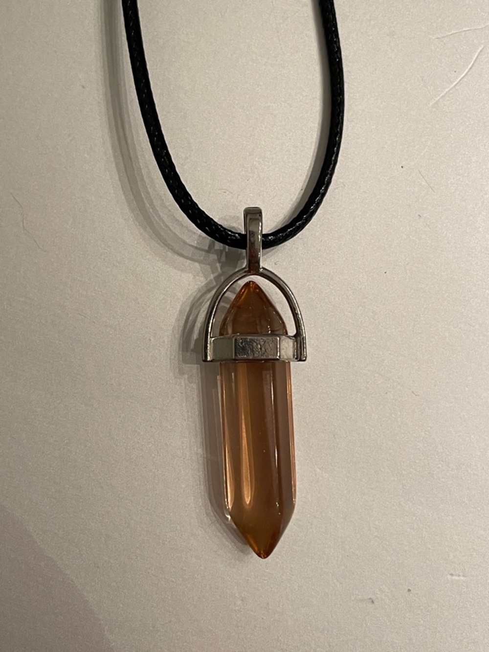 Acrylic Crystal Point Pendant Necklace - Brown